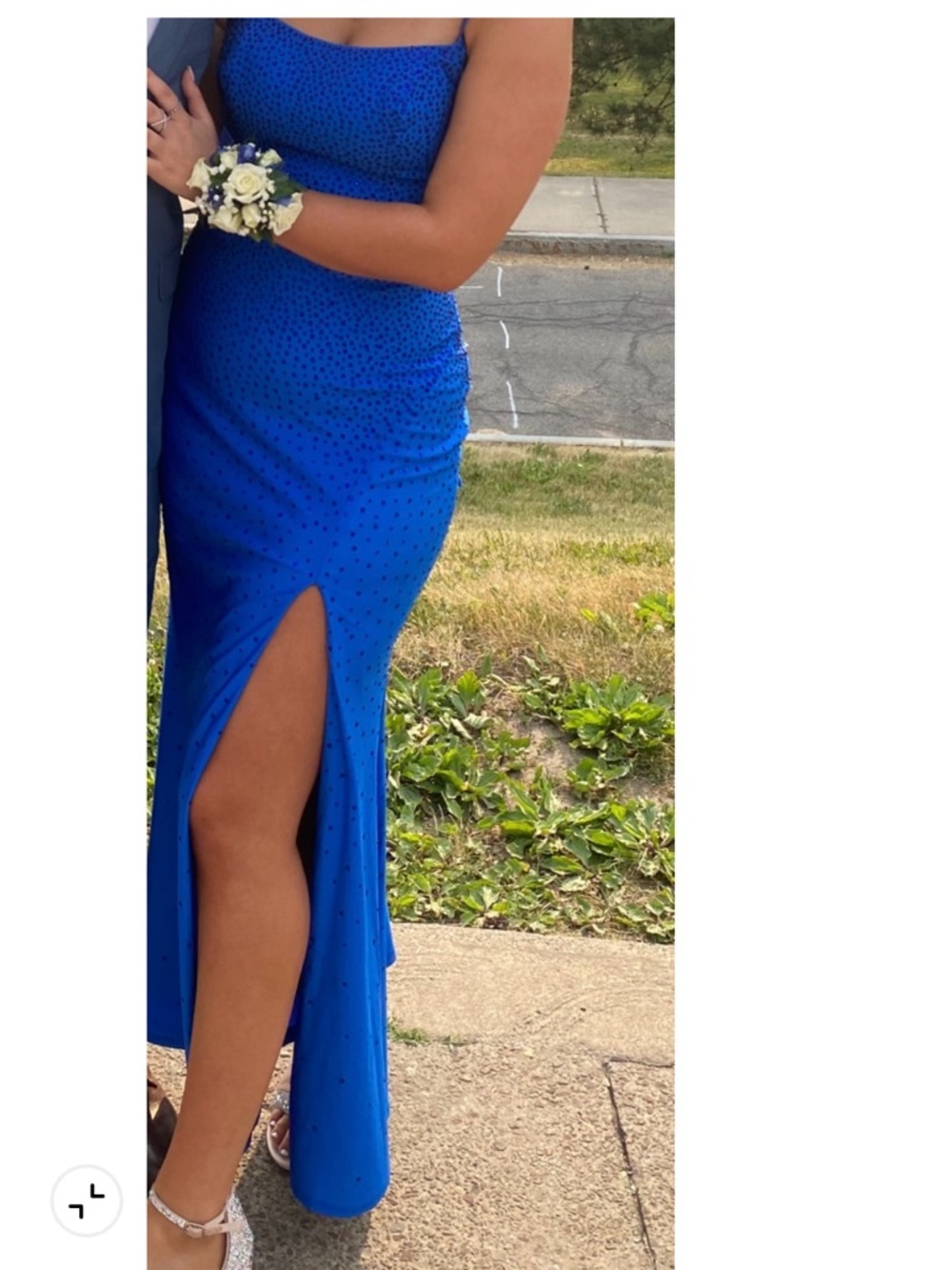Sapphire Blue Prom Dress with Slit